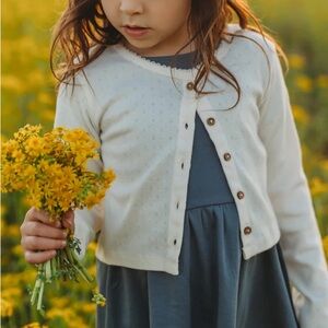 🌼 NEW Colored Organics Clara Pointelle Cardigan - Ivory - 4T